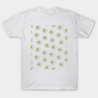 Retro print with smiling chamomiles T-Shirt